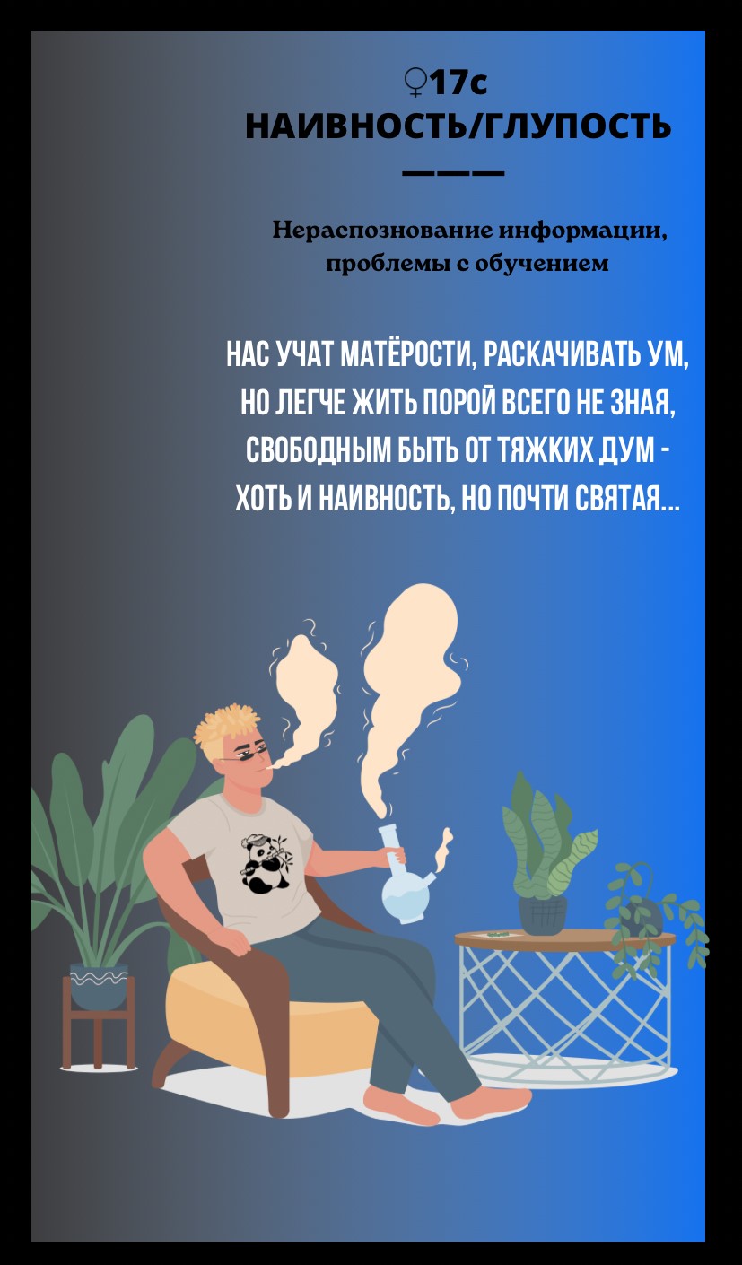 17с НАИВНОСТЬ, ГЛУПОСТЬ/НЕРАСПОЗНАВАНИЕ ИНФОРМАЦИИ, ПРОБЛЕМЫ С ОБУЧЕНИЕМ